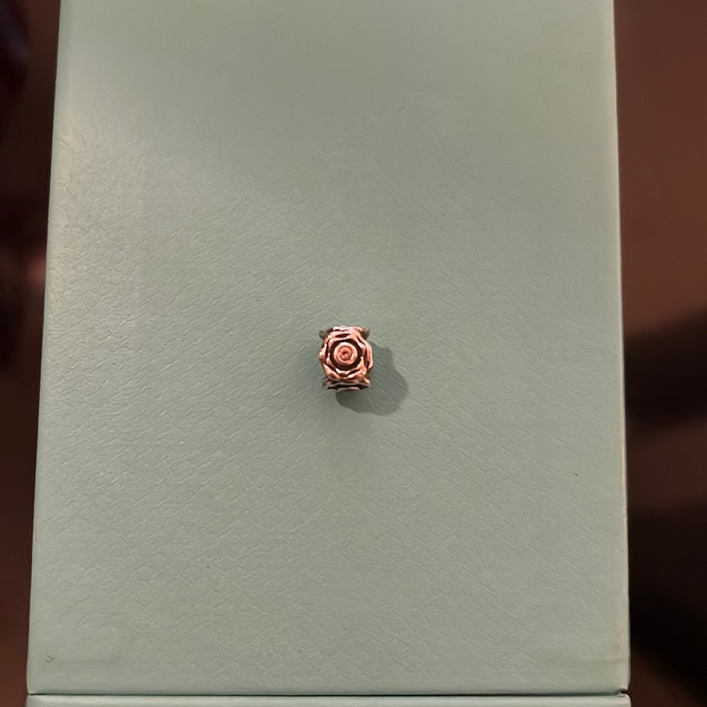 Pandora RETIRED sterling silver flowers with light pink center charm